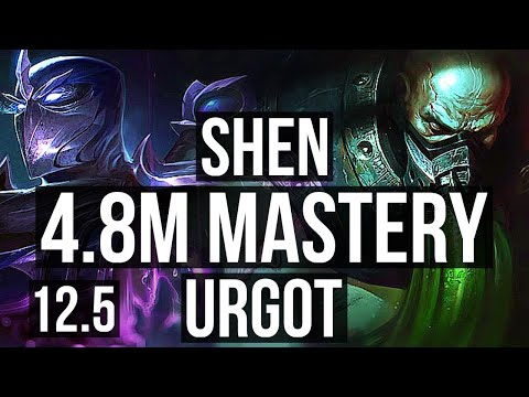 SHEN vs URGOT (TOP) | 4.8M mastery, 2400+ games, 10/4/14 | NA Diamond | 12.5