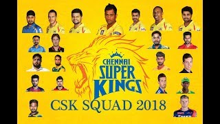 CSK 2018 TEAM | CSK SQUAD 2018 | CHENNAI SUPER KINGS 2018 | IPL TEAMS SQUAD | VIVO IPL 2018