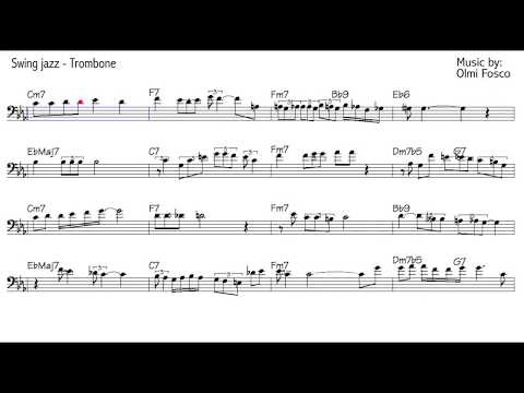 Trombone jazz Improvisation lesson - Beginner Level - "Never Smiles" - score