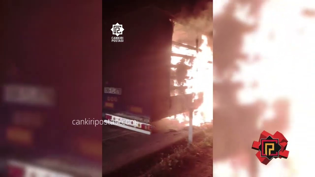 Çankırı’da seyir halindeki TIR’ın dorsesi alevlere teslim oldu