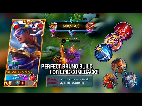 PERFECT BRUNO BUILD (INSANE EPIC COMEBACK) | BRUNO BEST BUILD AND EMBLEM MLBB - Master Bodak