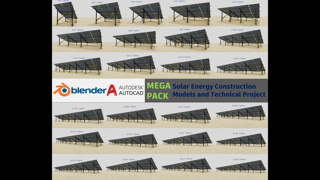 Mega Pack Solar Energy Construction Models and Technical Projects 3D Model
