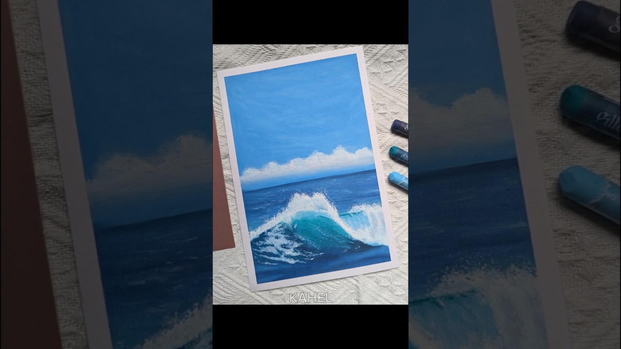 Drawing a Sea Wave with Oil Pastel #oilpasteldrawing #oilpastelart #oilpastel #oilpastelscenery