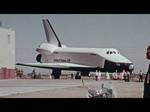 Space Shuttle OV-101 Enterprise public roll-out in Palmdale, CA + construction and mission animation