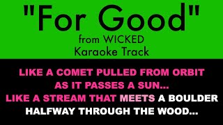 &quot;For Good&quot; from Wicked - Duet Karaoke Track with Lyrics on Screen