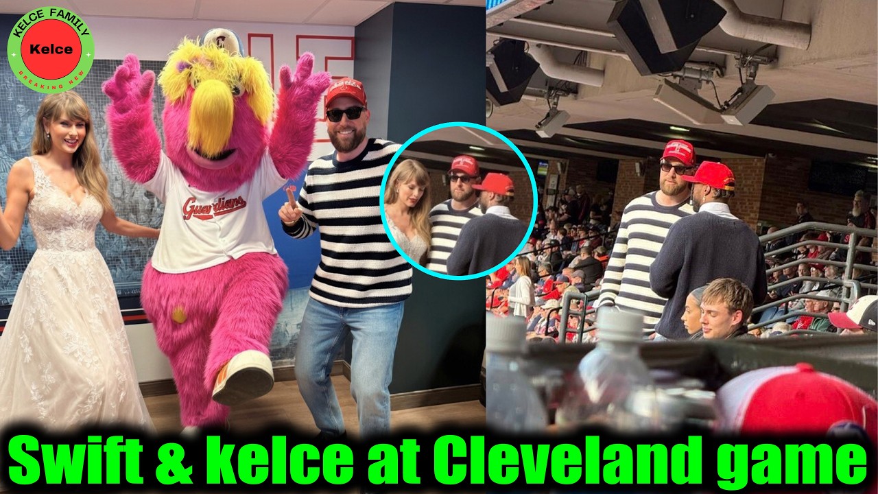 Travis Kelce & Fiancé Taylor Swift dance at Cleveland Guardians game in Cleveland, Ohio