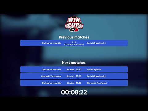 14:30 Oleksandr Ivashkin (2:3) Serhii Cherniavskyi West 3 WIN CUP 14.10.2022 | TABLE TENNIS WINCUP