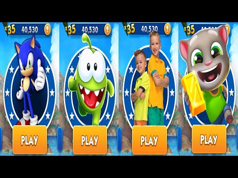 Sonic Dash vs Om Nom Run vs Vlad and Niki Run vs Talking Tom Gold Run - All Characters Unlocked