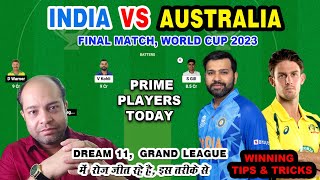 India vs Australia Dream11 Prediction, World Cup 2023 Final, ind vs aus dream 11 team of today match