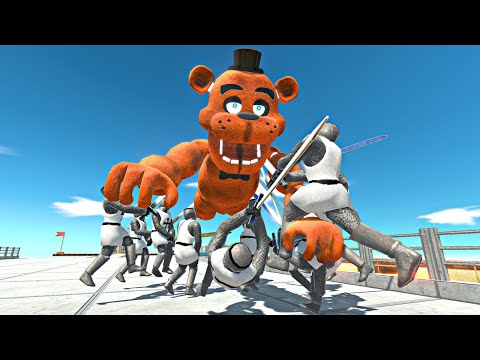 Freddy Fazbear vs Human Armies on Lava Box Bridge - Animal Revolt Battle Simulator