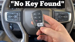 How To Start A 2021 - 2023 GMC Yukon With No Key Found Try Again - 21 Yukon Remote Key Dead Battery