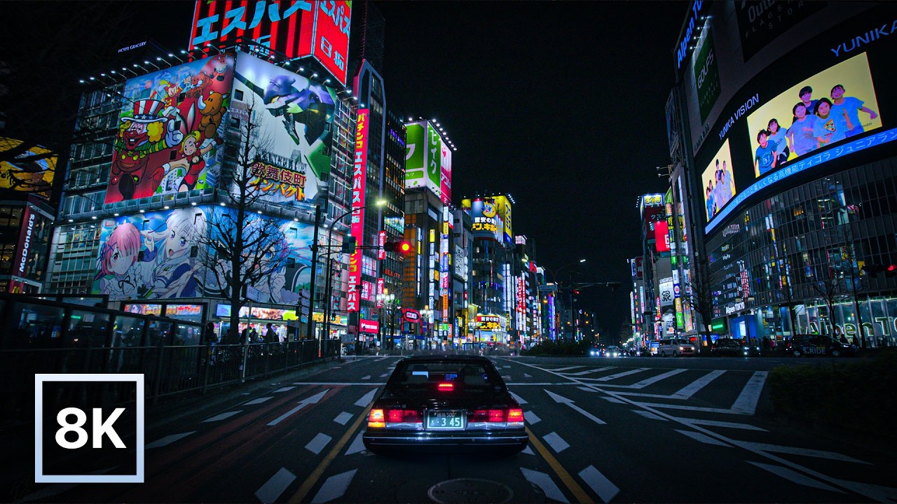 Tokyo Night Drive from Shinjuku 🌃 / 8K 60fps HDR / Relaxing Piano Lofi