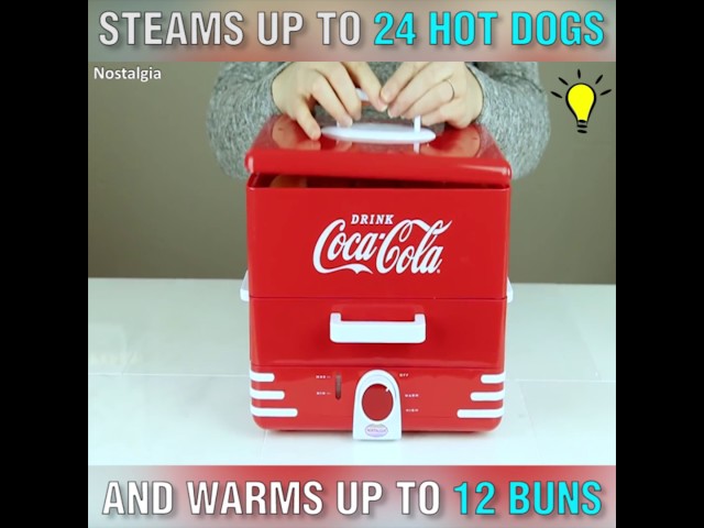 Vídeo relacionado con CROSSON Profesional Hot Dog Steamer 42L,1200W Hotdog Steamer Machine con bollo calentador de acero inoxidable gran capacidad 175 perros calientes y 50 rollos con puertas correderas