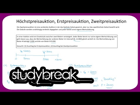 Höchstpreisauktion, Erstpreisauktion, Zweitpreisauktion | Preistheorie