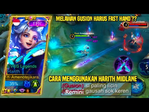 CARA MELAWAN GUSION MENGGUNAKAN HARITH MIDLANE ! NEW META HARITH MIDLANE ! TOP GLOBAL HARITH - MLBB