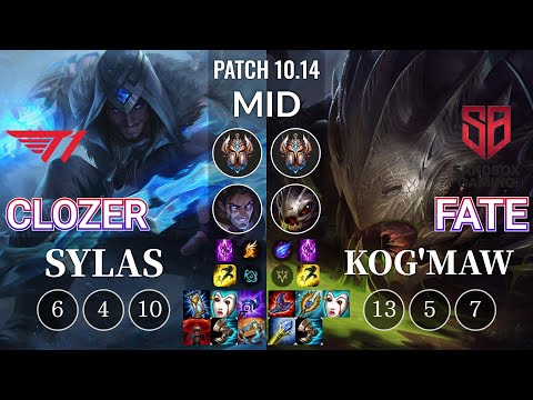 T1 Clozer Sylas vs SB FATE Kog'Maw Mid - KR Patch 10.14