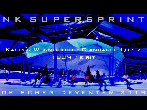 Kasper Wormhoudt - Giancarlo Lopez 100m 1e rit NK Super Sprint De Scheg Deventer 2019