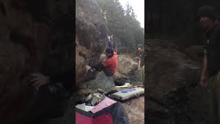 Video thumbnail of Foolish Jump low start, 三段 (7c+). 遠山川 (Toyamagawa)