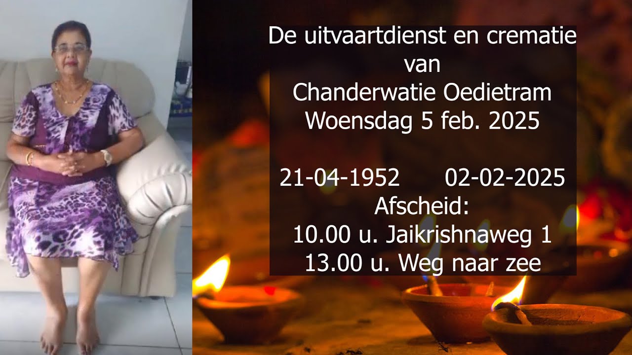 De uitvaartdienst en crematie van Chanderwatie Oedietram. Woensdag 5 februari 2025.