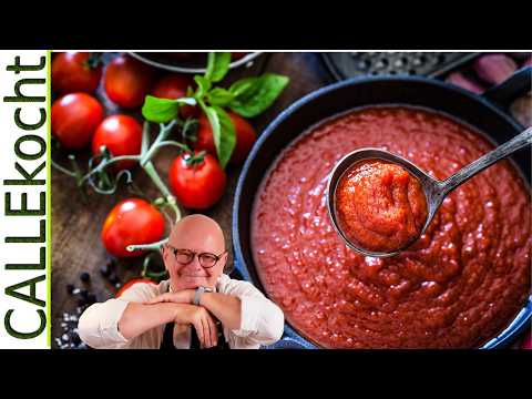 Tomatensugo selber machen. Basis Rezept für Pasta, Pizza und Suppe