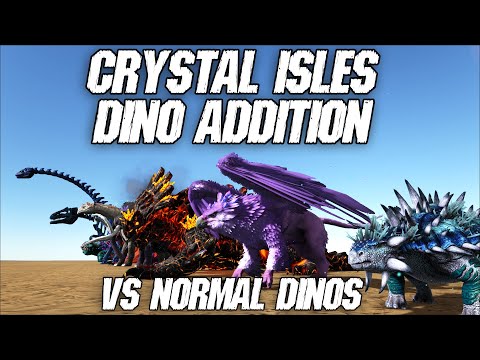 Crystal Isles Dino Addition (MOD) vs Ark Dinos || Ark Battle