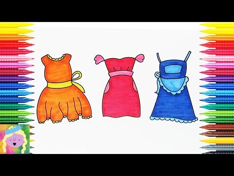Learn How To Draw And Color Dresses With This Fun Coloring Page For Kids - YouTube