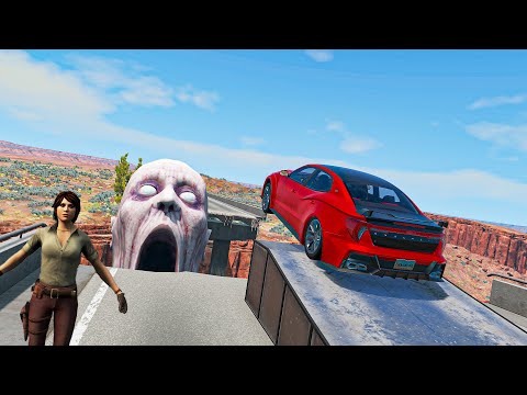 Epic Escape From The Shy Guy (SCP-096) | Cars vs Broken Bridge | Car Ride Chase | BeamNG.Drive #61