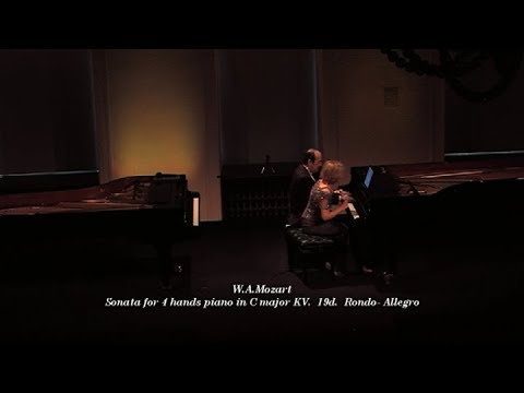 Duo Granat plays Sonata for 4 hands piano in C major KV 19d W. A. Mozart  Allegro-Rondo