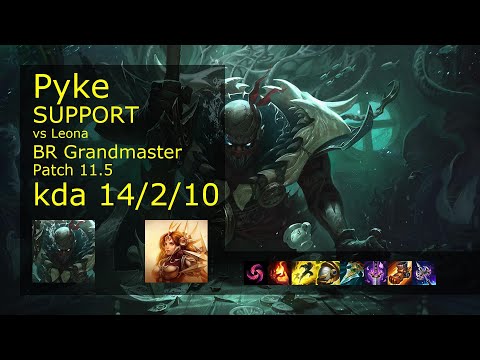 Pyke Support vs Leona - BR Grandmaster 14/2/10 Patch 11.5 Gameplay