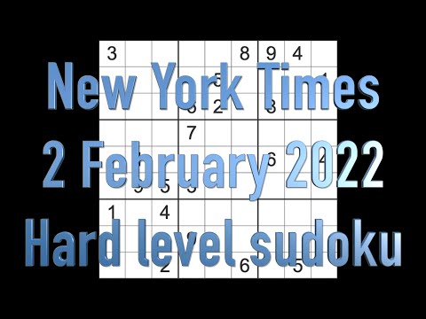 Sudoku solution – New York Times sudoku 2 February 2022 Hard level