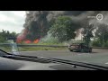 Hijskraan in brand op A50, snelweg helemaal dicht