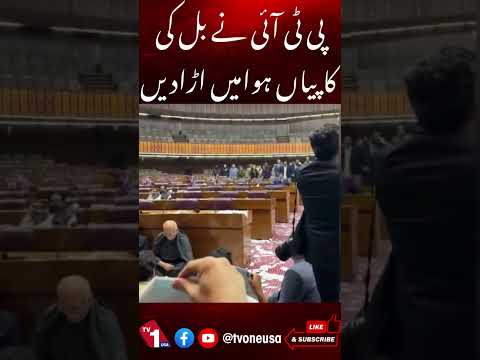 پی ٹی آئی نے بل کی کاپیاں ہوا میں اڑادیں