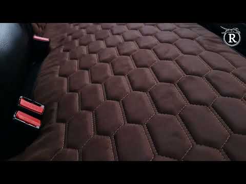 Преміум накидки на сидіння RINNEKO Коричнева Алькантара Дизайн Соти 5 шт - фото 1 - id-p1664980652