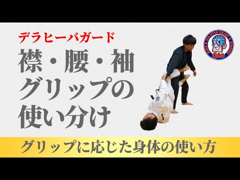 デラヒーバガードでの襟、腰、袖グリップの使い分け