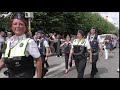 Stock Video Group Of Policemen And Woman Walking During Antwerp Pride
