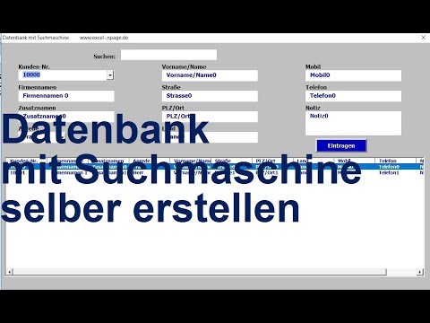 36 Excel VBA  Datenbank mit Suchmaschine selber erstellen