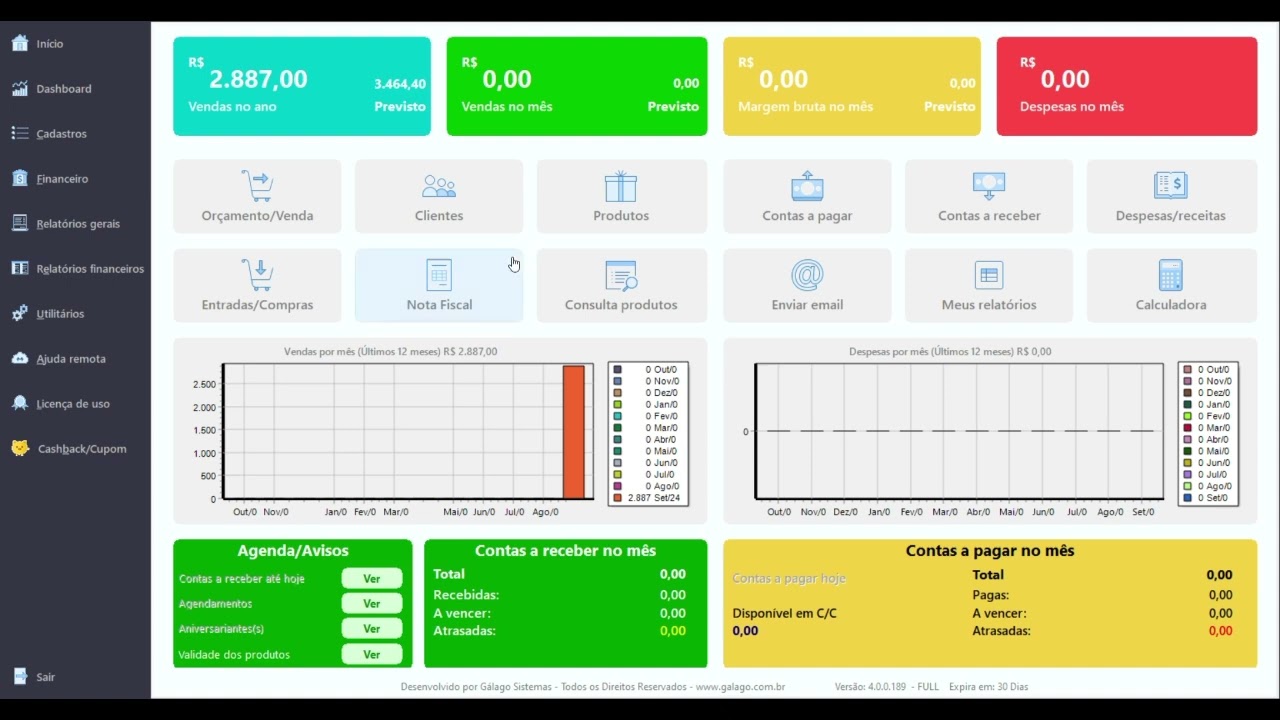 exportar o xml das notas fiscais de saida no sistema Gálago