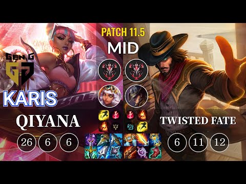 GEN Karis Qiyana vs Twisted Fate Mid - KR Patch 11.5