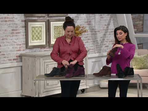 Earth Suede Lace-up Ankle Boots - Boone on QVC