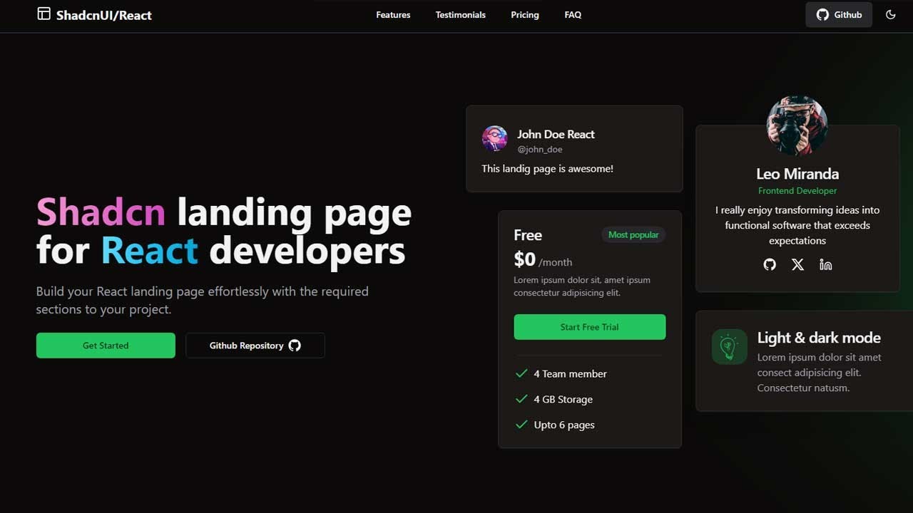 Elevate Your Project with Shadcn/UI Landing Page Template