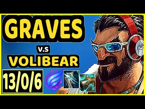 GIDEON (GRAVES) vs VOLIBEAR - 13/0/6 KDA JUNGLE GAMEPLAY - KR Ranked GRANDMASTER