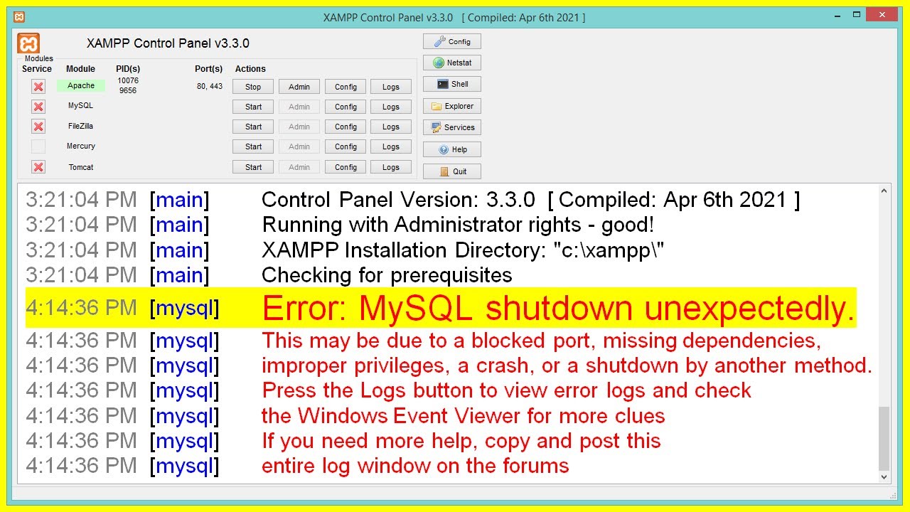 [FIXED] XAMPP Error: MySQL shutdown unexpectedly | Repair Corrupted Database