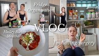 VLOG: i'm having surgery, hailey bieber meatballs & fridge organisation