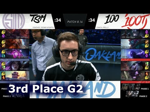 100 Thieves vs TSM Game 2 | 3rd Place S8 NA LCS Summer 2018 | 100 vs TSM G2