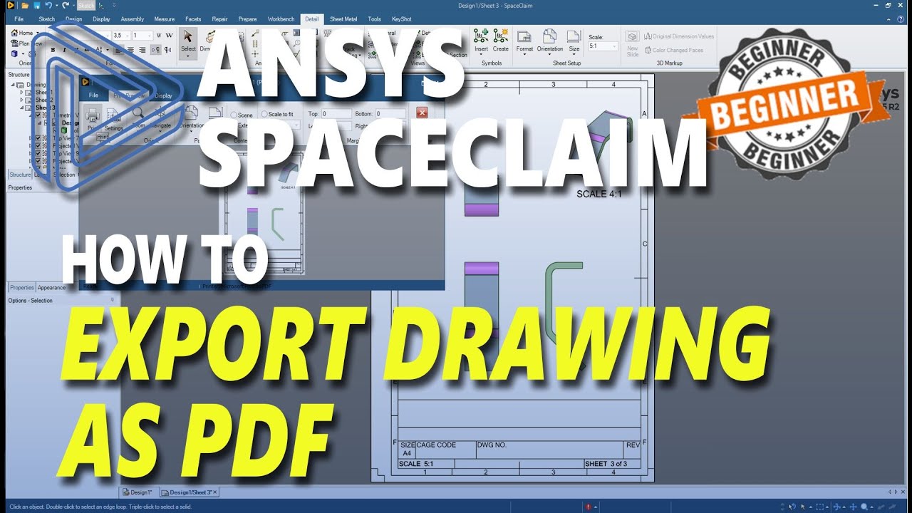 Cara Mengekspor Gambar Ansys Spaceclaim ke PDF