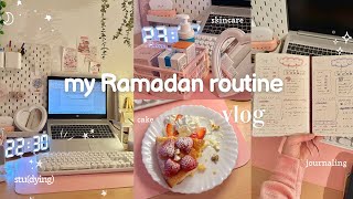 Aesthetic daily vlog🍰Ramadan 2024🌙| journaling, working, studying, skincare, productive☁️✨