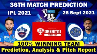 IPL 2021 : 36th Match Prediction | Rajasthan vs Delhi | RR Vs DC | 100%  Report Available