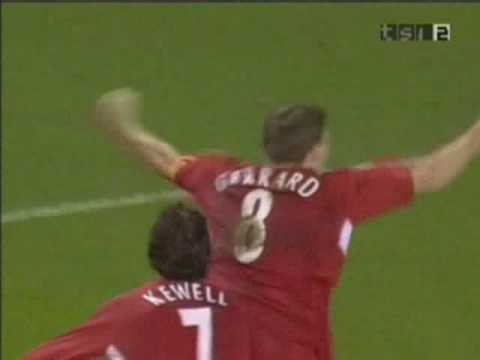 liverpool fc v olympiakos steven gerrard´s goal