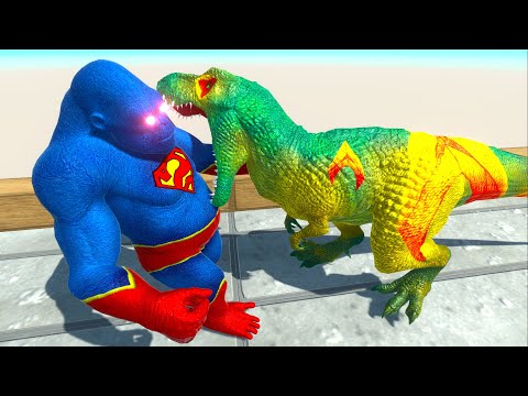 AQUAMAN T-REX vs SUPERMAN GORO SKY DEATH RUN - Animal Revolt Battle Simulator