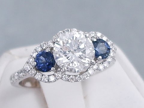 2.17 ctw Diamond Engagement Ring with a 1.31 Round Brilliant E/SI2 Center Diamond - BigDiamondsUSA